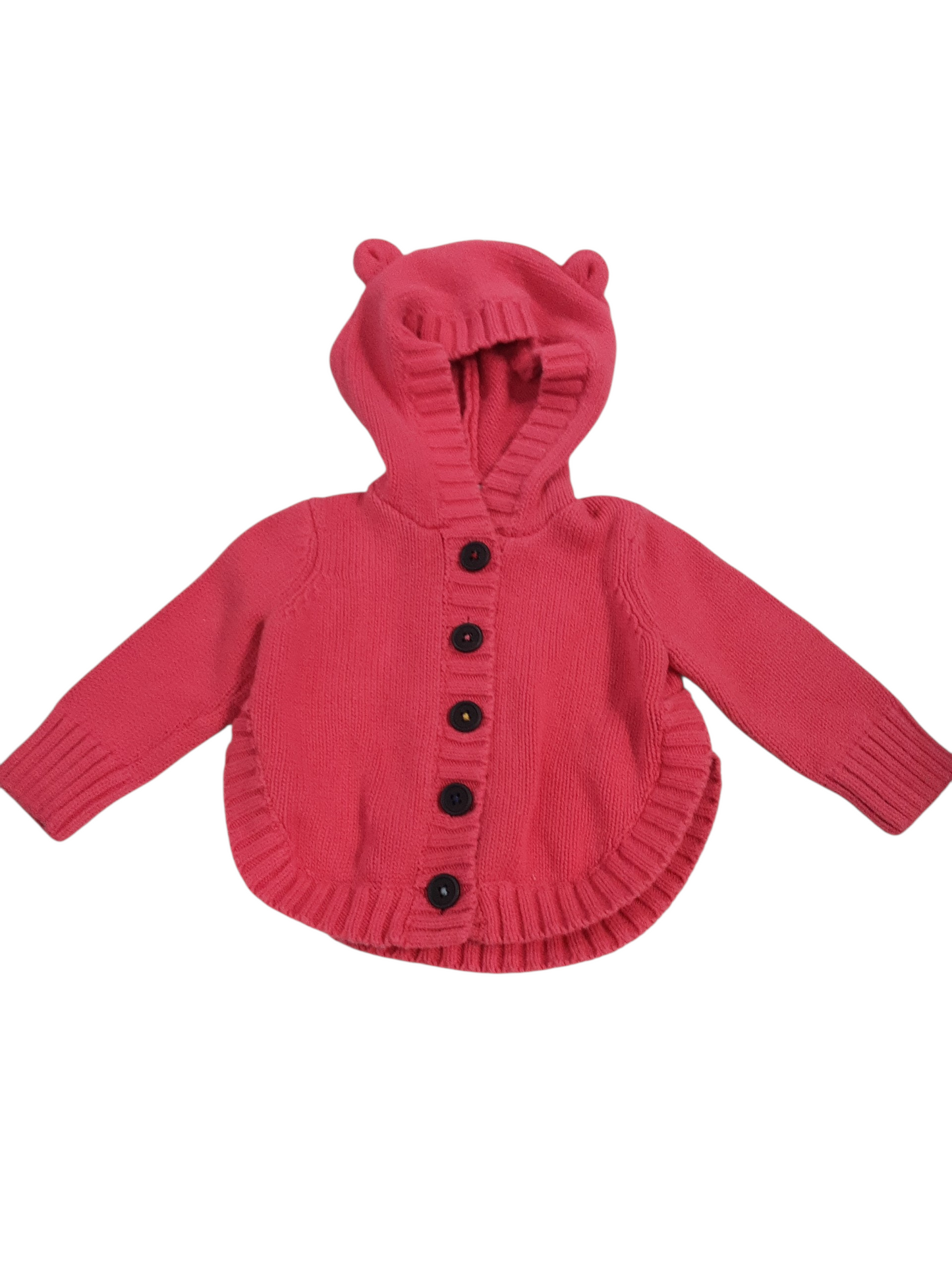 Fushia button teddy sweater size 3-6months