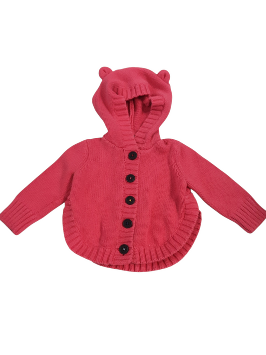 Fushia button teddy sweater size 3-6months