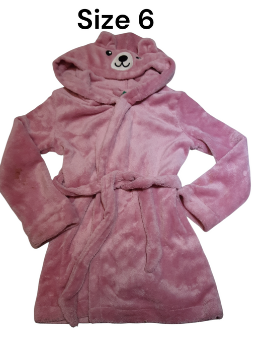 Pink bear hooded bathrobe size 6