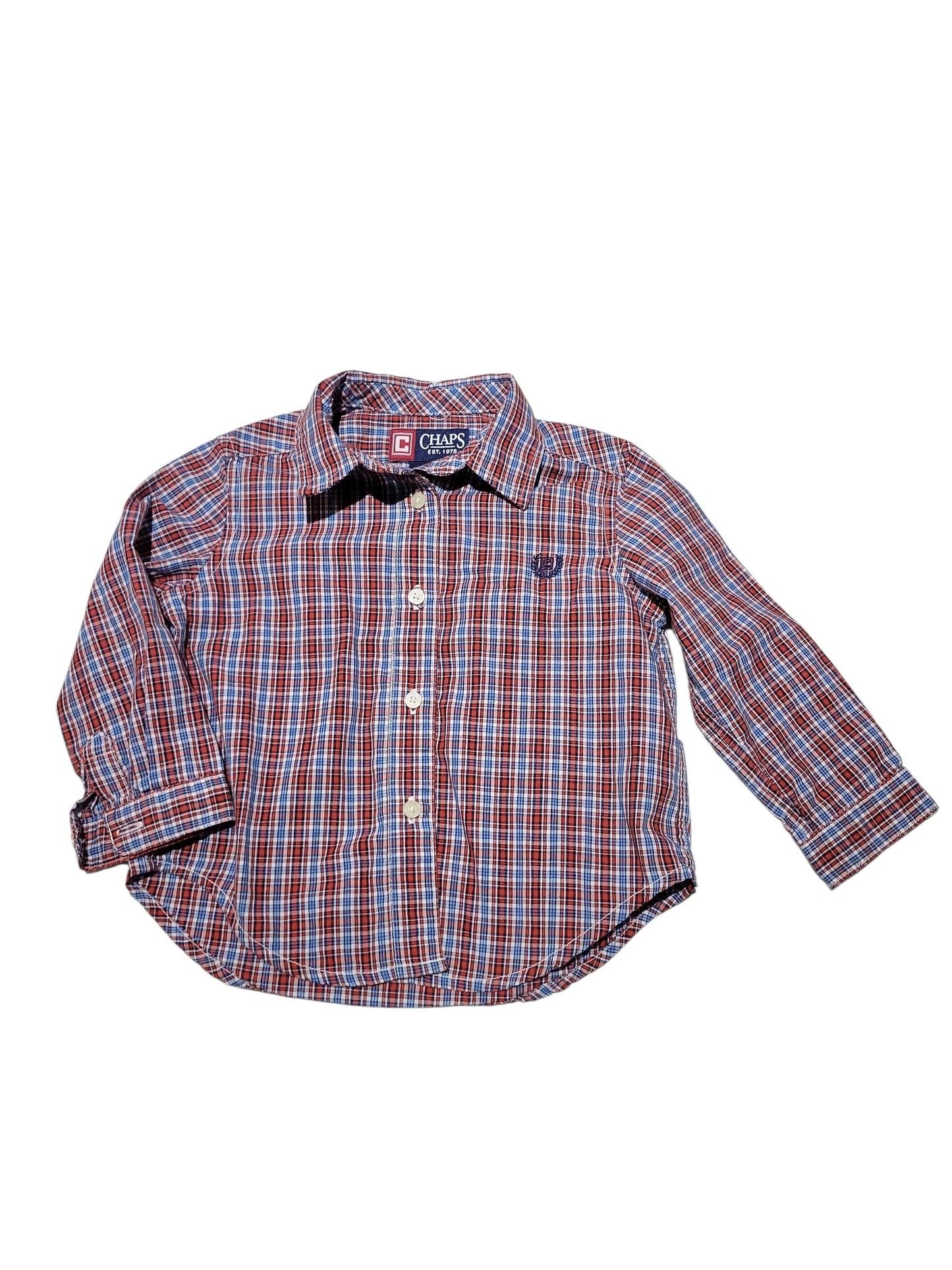 Orange & blue  flannel button up 12m