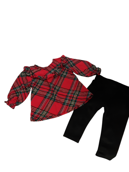 Sparkle, Plaid, Velour,  Everything Christmas-2 pc set size 12-18months