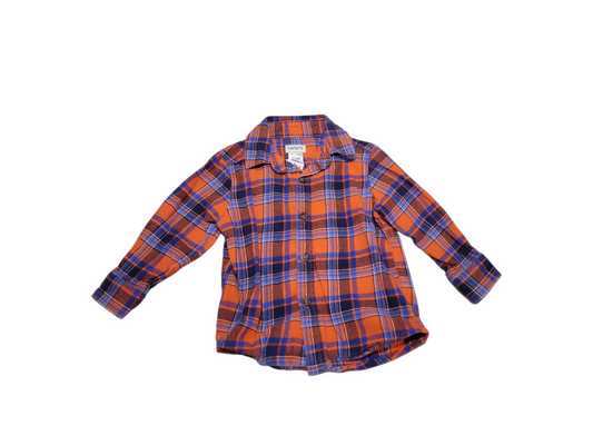 Blue and orange flannel shirt 12m
