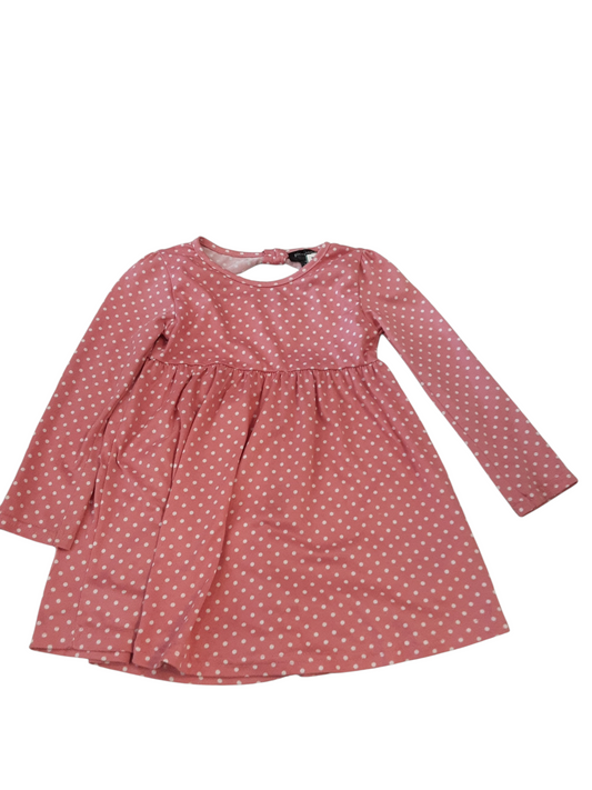 Peach with white polka dot dress with key hole back size 4