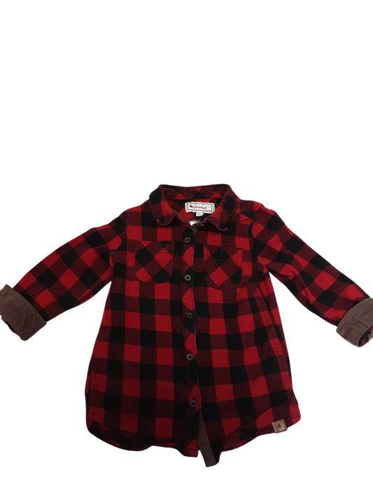 Plaid shirt with elbow patches and roll back cuffs size 4