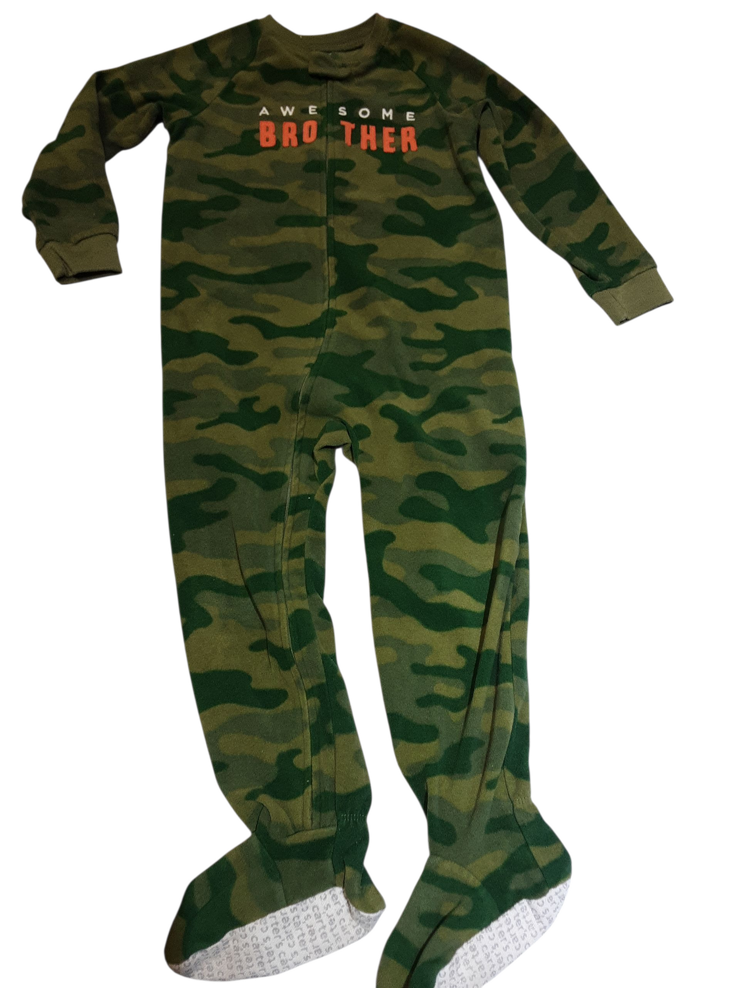 Camouflage "Awesome Brother " Fleece Sleeper  size 4