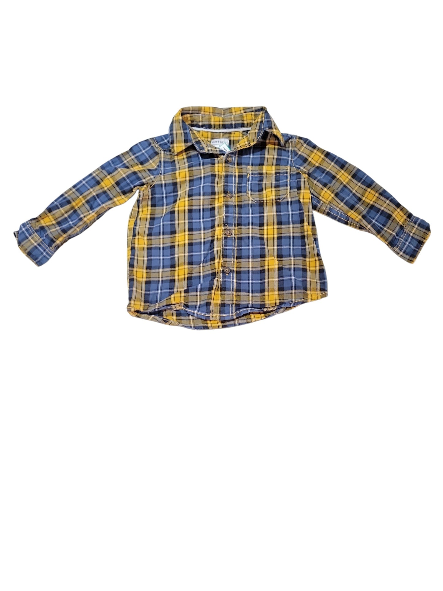 Blue and yellow flannel shirt 18m