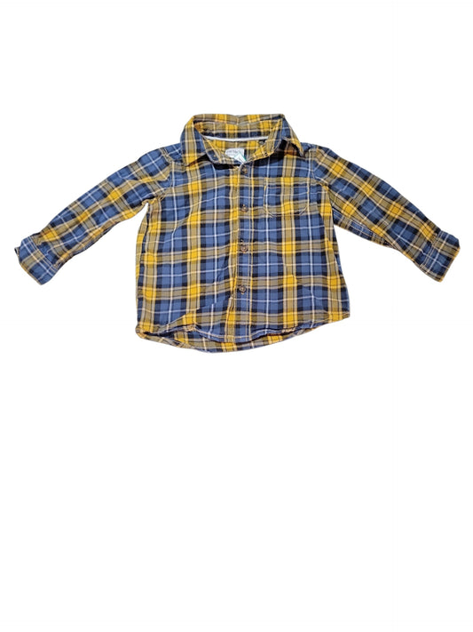 Blue and yellow flannel shirt 18m