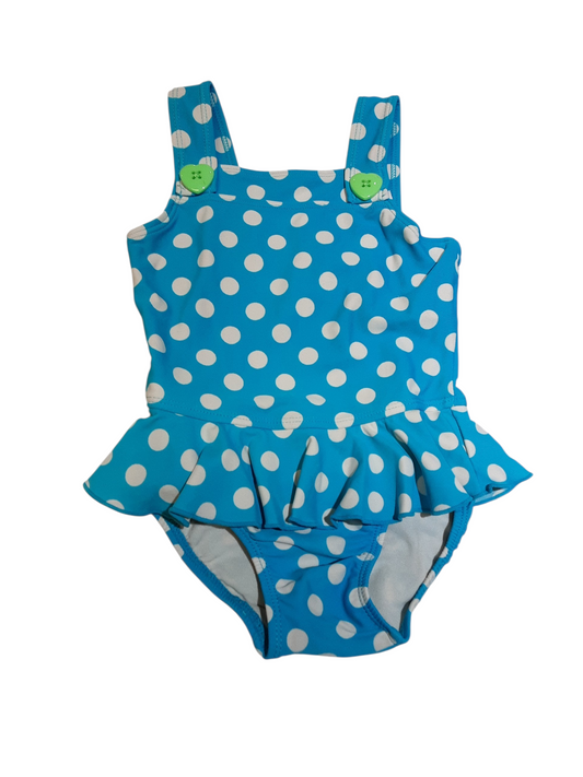 Turquoise swimsuit with polka dots size 24months