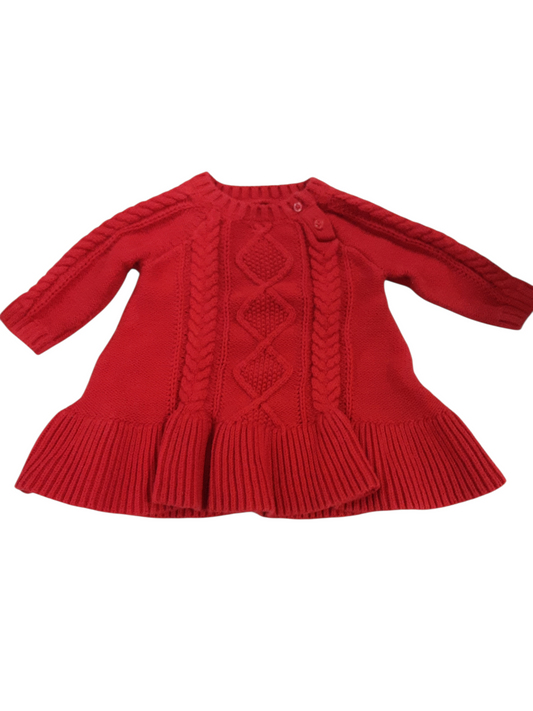 Red Cable Knit Dress size 3-6months