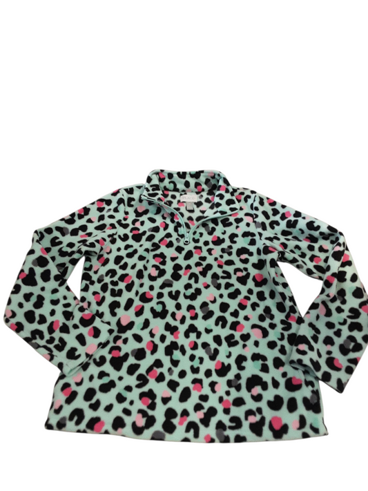 Mint animal print 1/4 zip arctic fleece top size 16