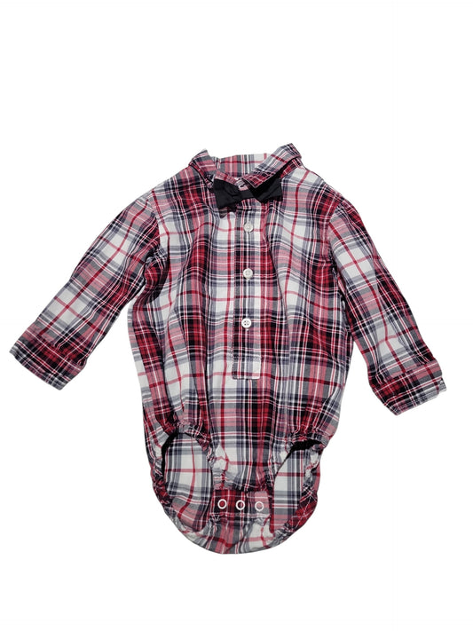 Plaid onesie with bow tie 9-12m