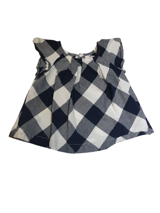 Navy& White Checkered blouse size 6-12months