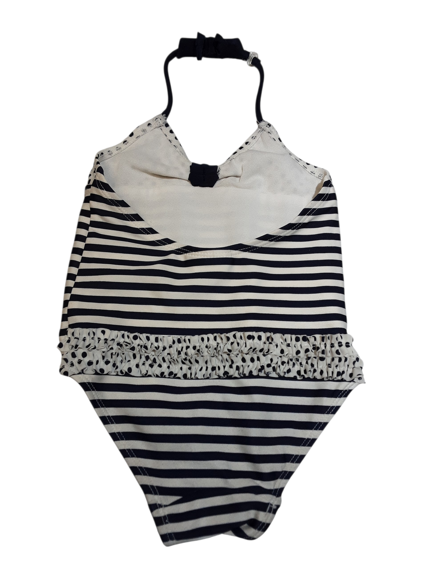 Polka dots, stripes and a bow swimsuit, size 3