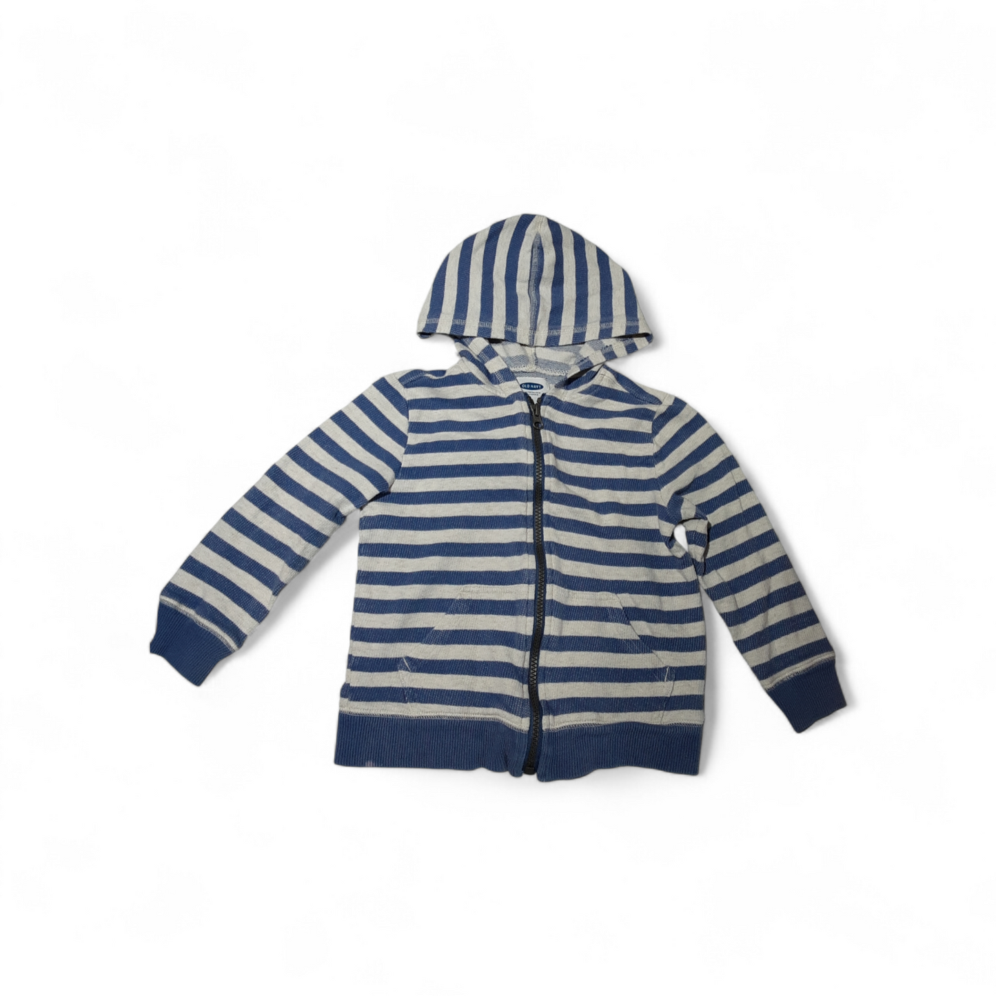 Blue and white striped zip-up hoodie - Size 4T