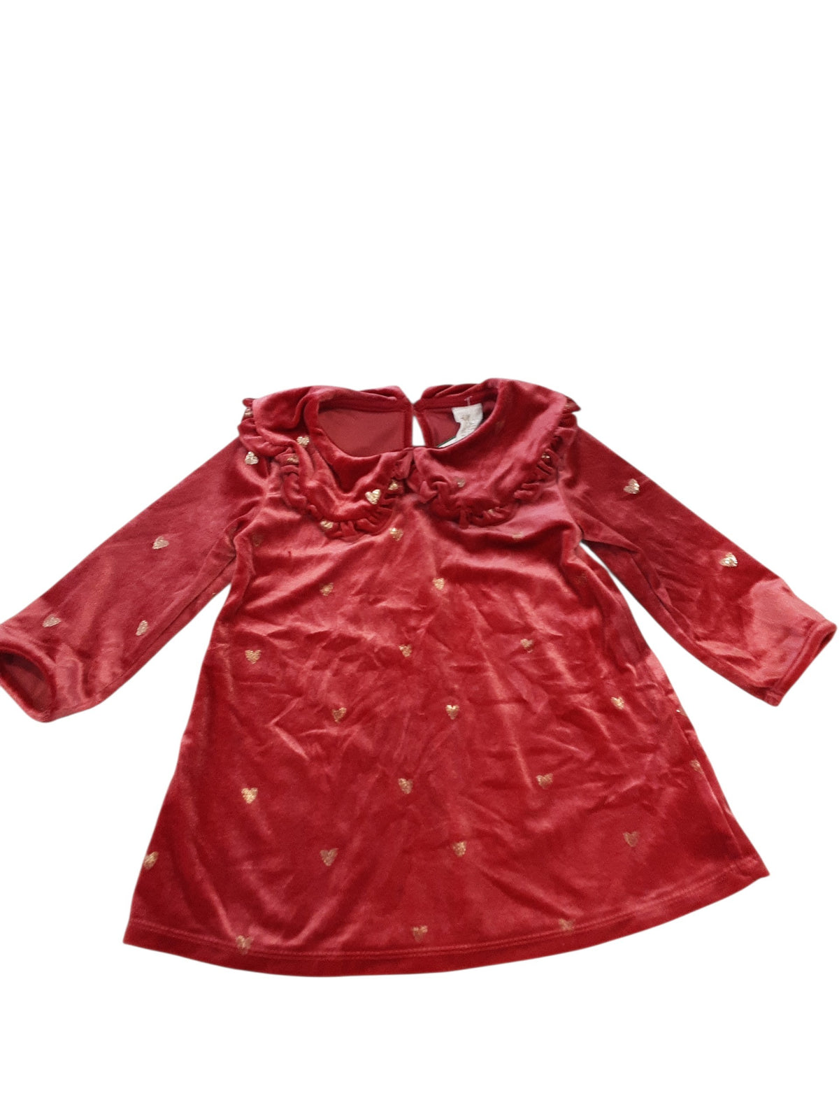 Velour dress with gold hearts size 9-12months