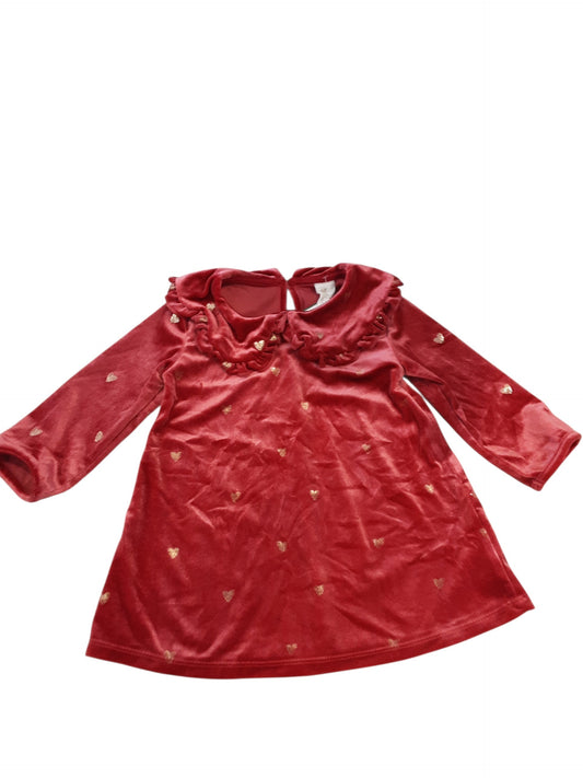 Velour dress with gold hearts size 9-12months
