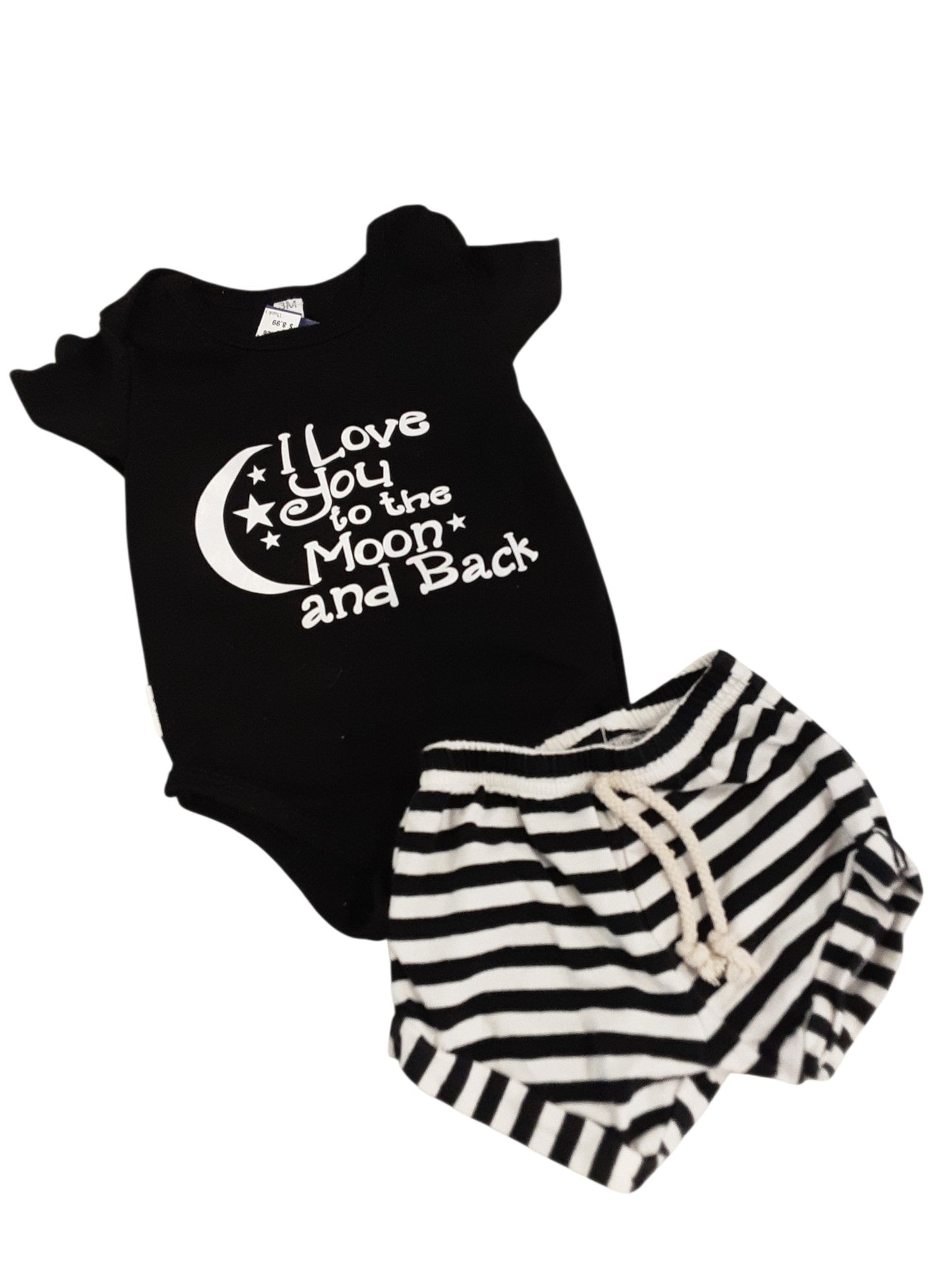 2 pc black n white set size 3months