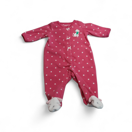 Fleece Pink Puppy Sleeper - Size: NB