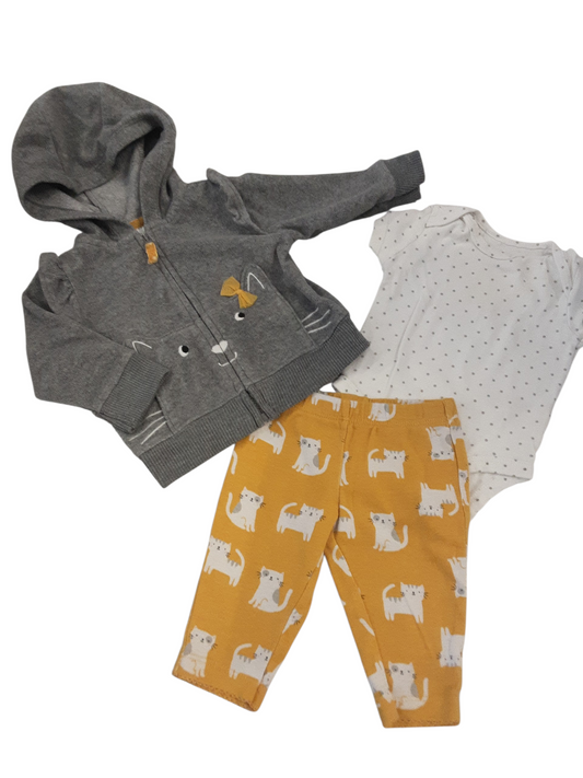 Hey kitty kitty 3 pc set, size 3months