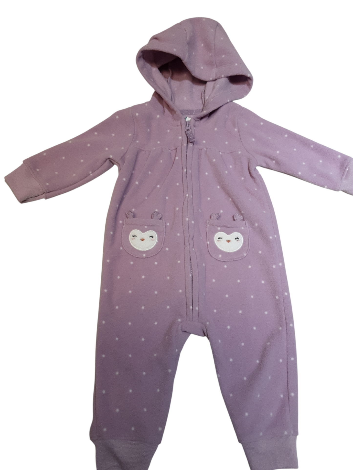 Lilac hooded Fleece Romper size 6months