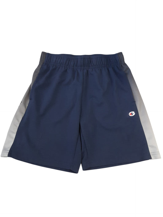 Navy shorts with black to silver transition stripe size 10-12yrs