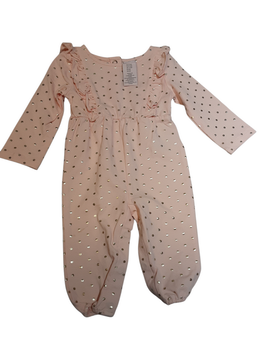 Pink with gold polkadot Romper size 3-6months