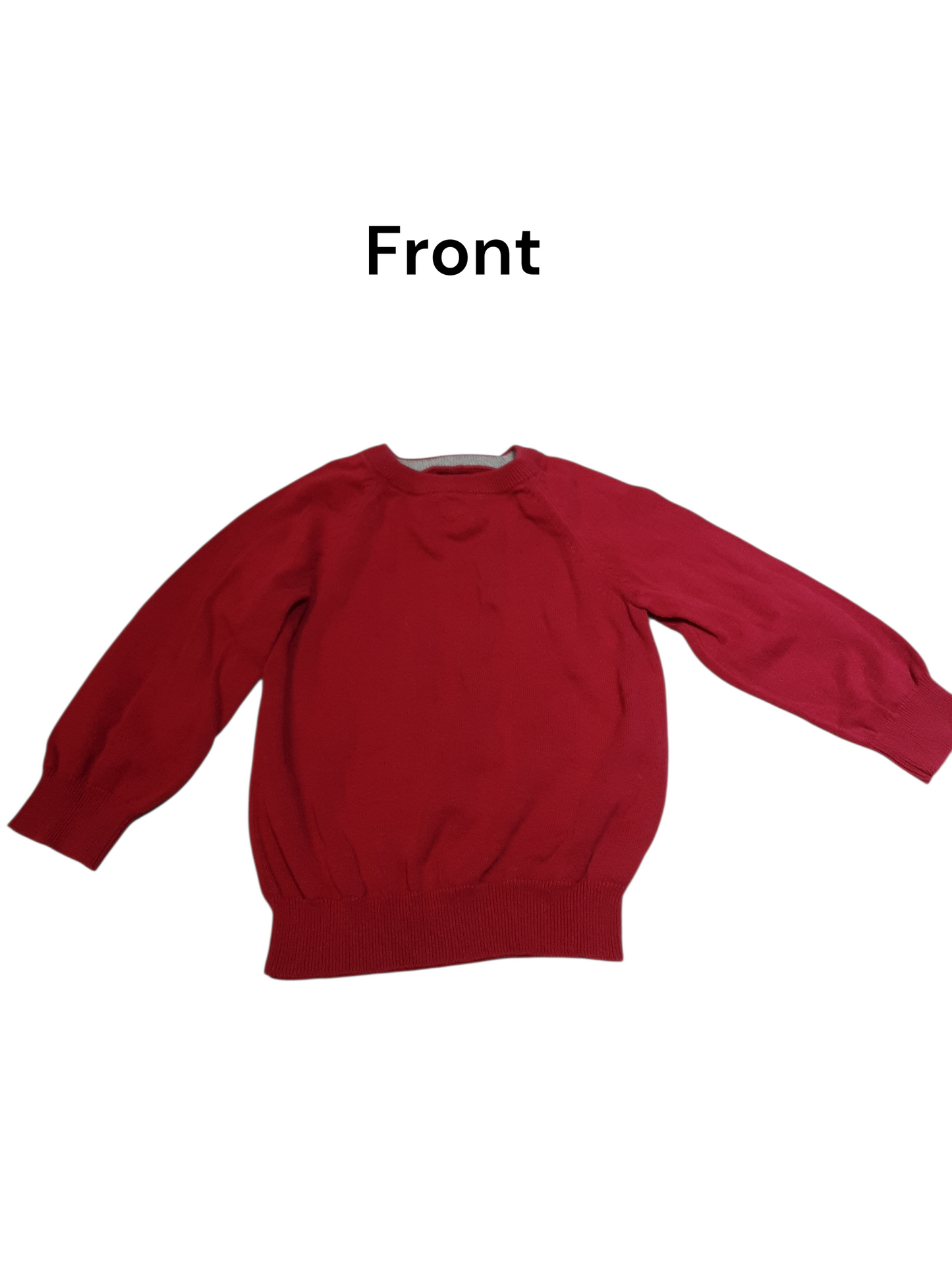 Red sweater with Gray Elbow Patches size 4
