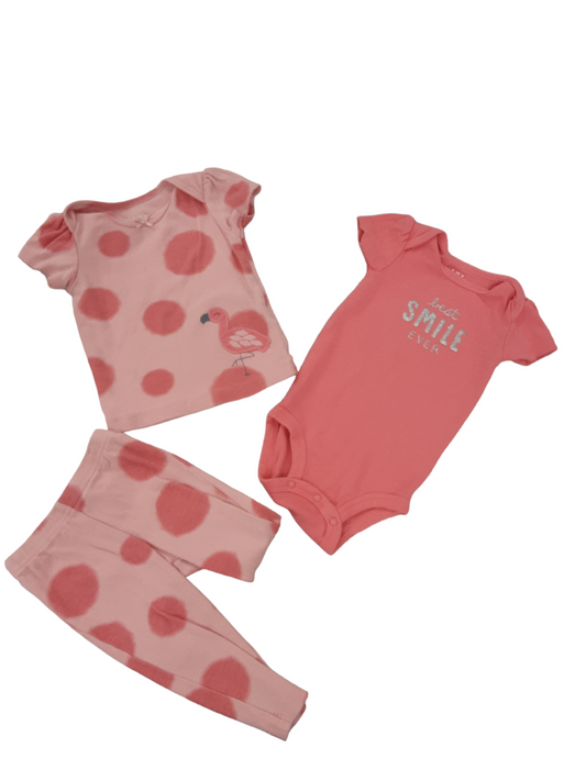 3 piece peachy outfit size 6 to 9 months